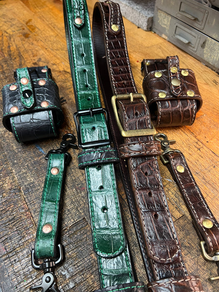 American Alligator Lined Radio Strap Set