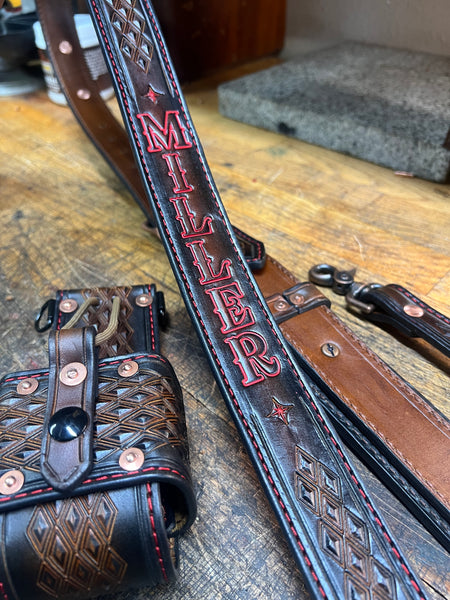 Custom Tooled Premium Radio Strap Set