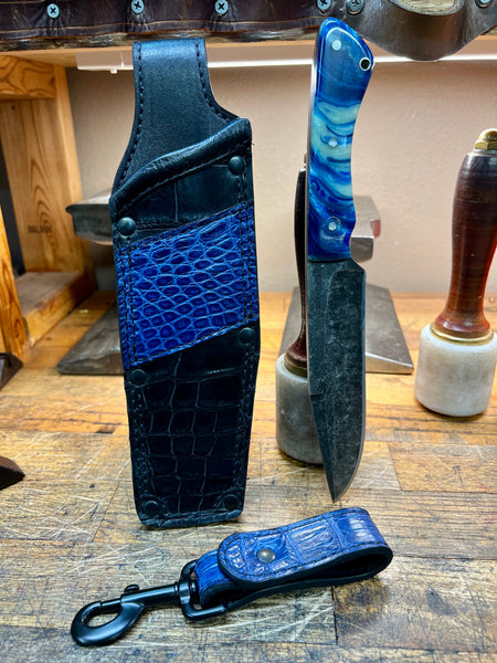 Custom Forged Large Hunter Blue /Swirl