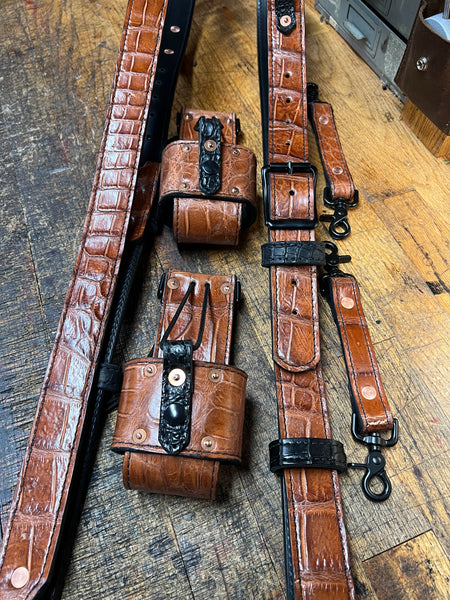 American Alligator Lined Radio Strap Set