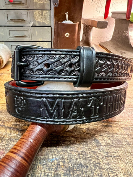 "The Fireman" Custom Tooled & Stamped Belt