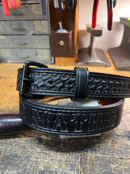 "The Fireman" Custom Tooled & Stamped Belt