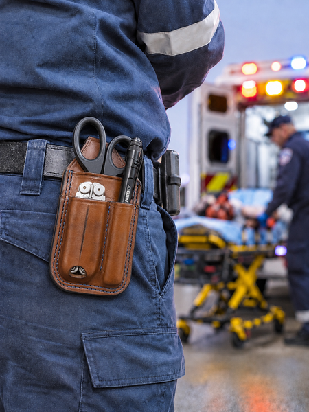 EMS Trauma Shear / Multi Tool / Flashlight Combo Leather Sheath