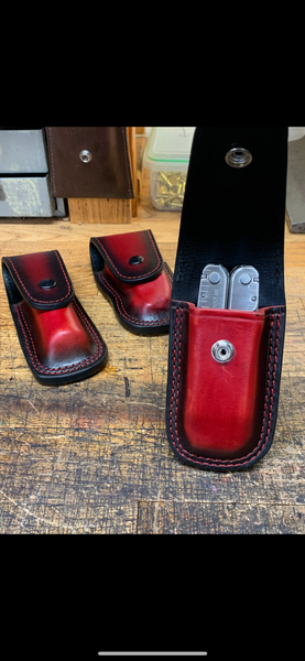 Multi Tool Custom Leather Lined Case/ Smoked Edges