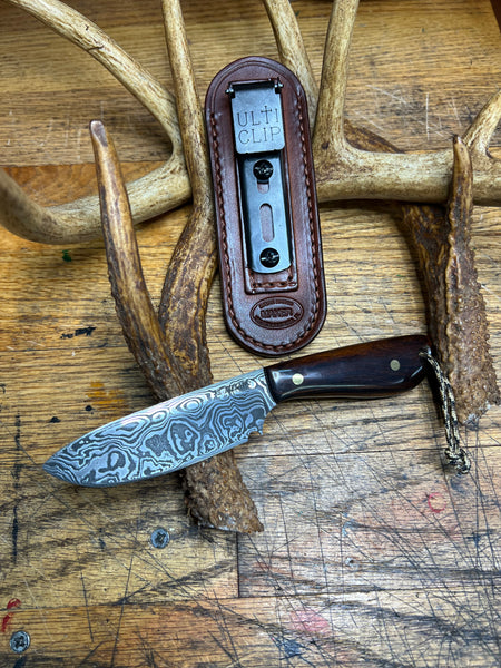 Forged Damascus EDC Style Knife / Desert Ironwood