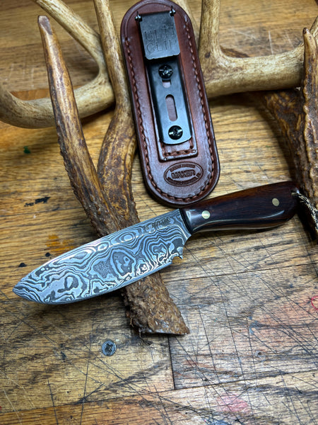 Forged Damascus EDC Style Knife / Desert Ironwood
