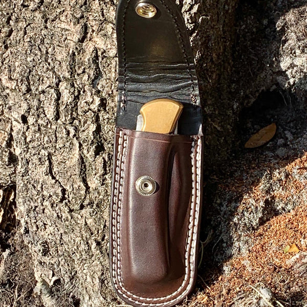 Buck Folding Hunter Custom Leather Sheath / Lined