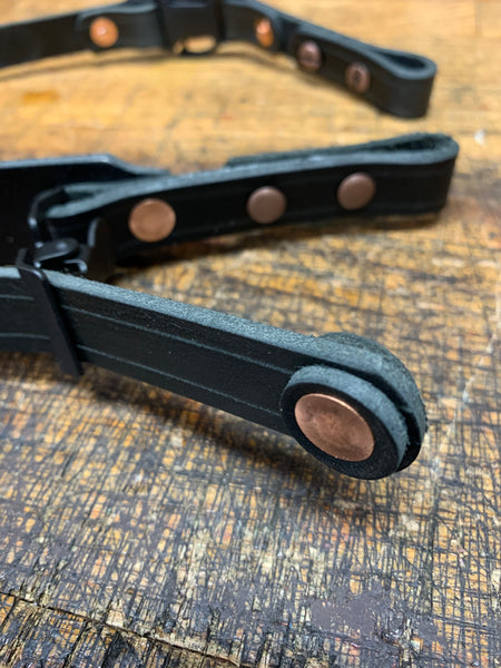 Leather Helmet Chin Strap / Black / Quick Release / SCREWS