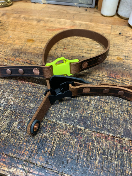 Leather Helmet Chin Strap / Buffalo Brown / Quick Release / SCREWS