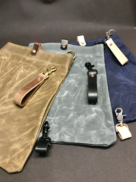 SCBA Mask / Utility Bag..Waxed Canvas and Leather ...FLEECE LINING