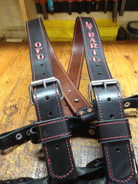 LEATHER LINED / Leather Bunker Gear Suspenders 1 3/4" Wide