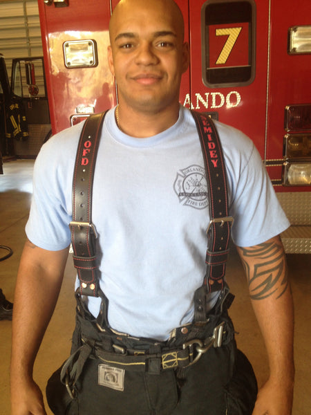 LEATHER LINED / Leather Bunker Gear Suspenders 1 3/4" Wide